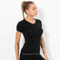 Spring Activewear High Elastic Running Top Workout Camisetas Yoga Fitted Top Premium Women Gym T Shirt